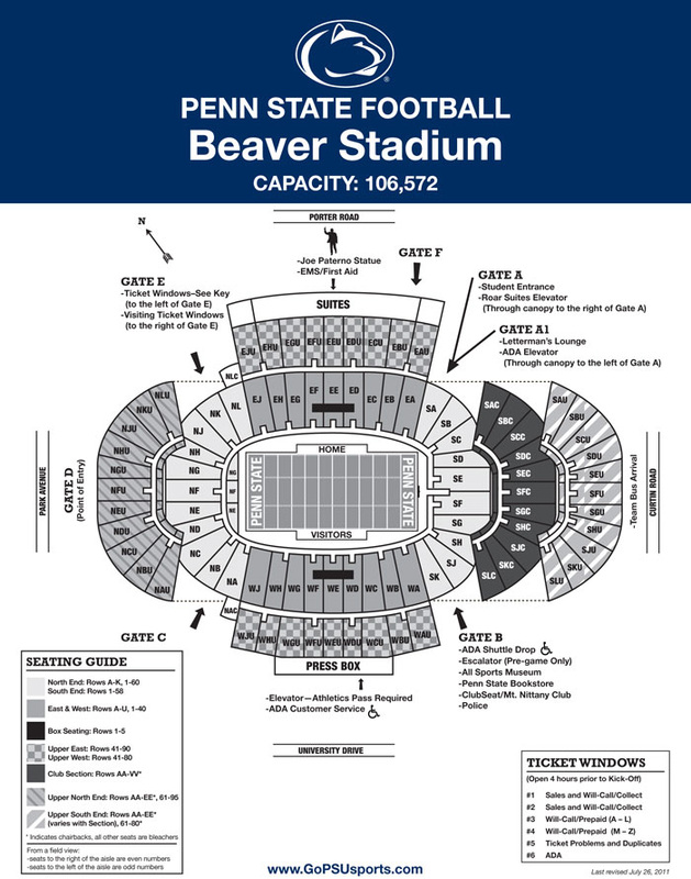 Beaver Stadium Club Level Seating Chart
